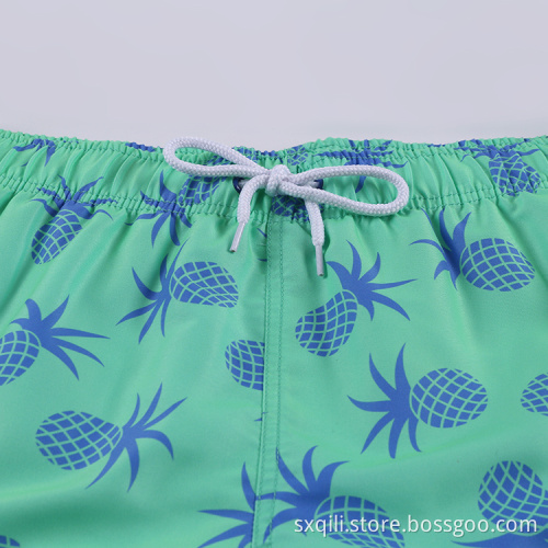 Pattern 100%Polyester Swimming Trunks Green Board Shorts